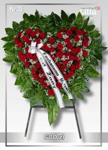 Wieniec serce pełne z czerwonej róży 680 zł