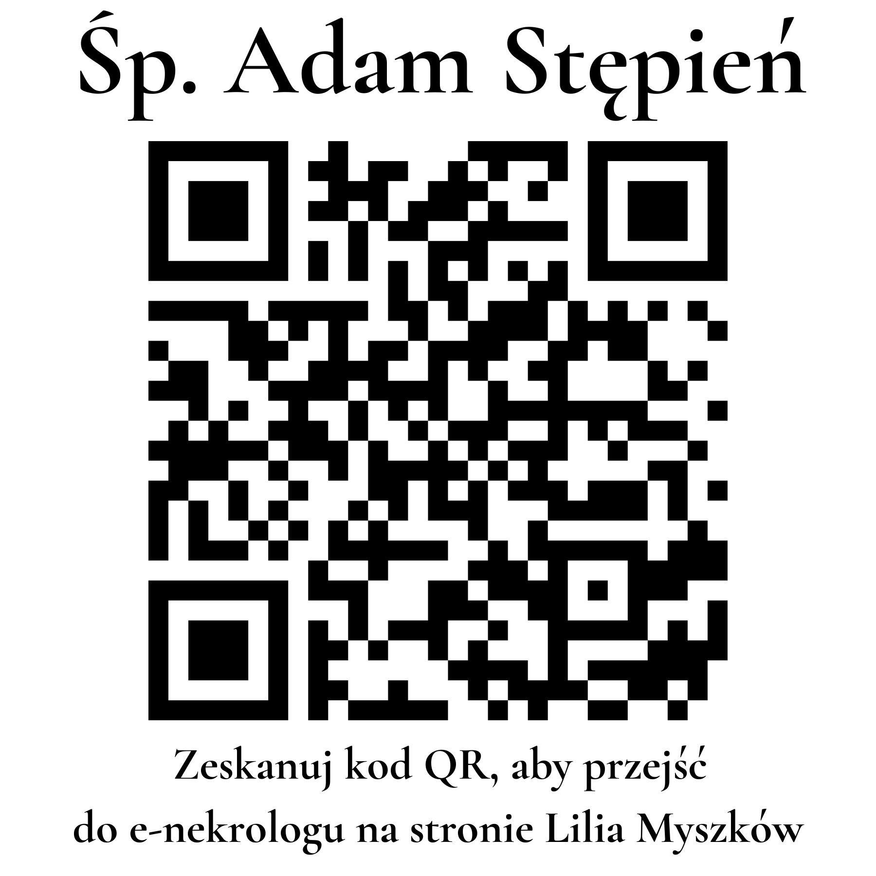 Kod QR do nekrologu Adam Stępień