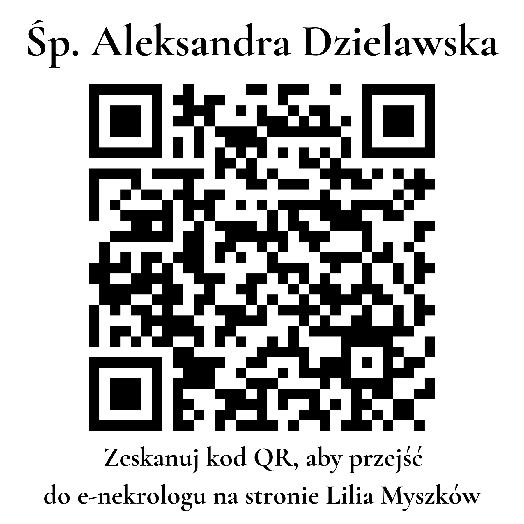Kod QR do nekrologu Aleksandra Dzielawska