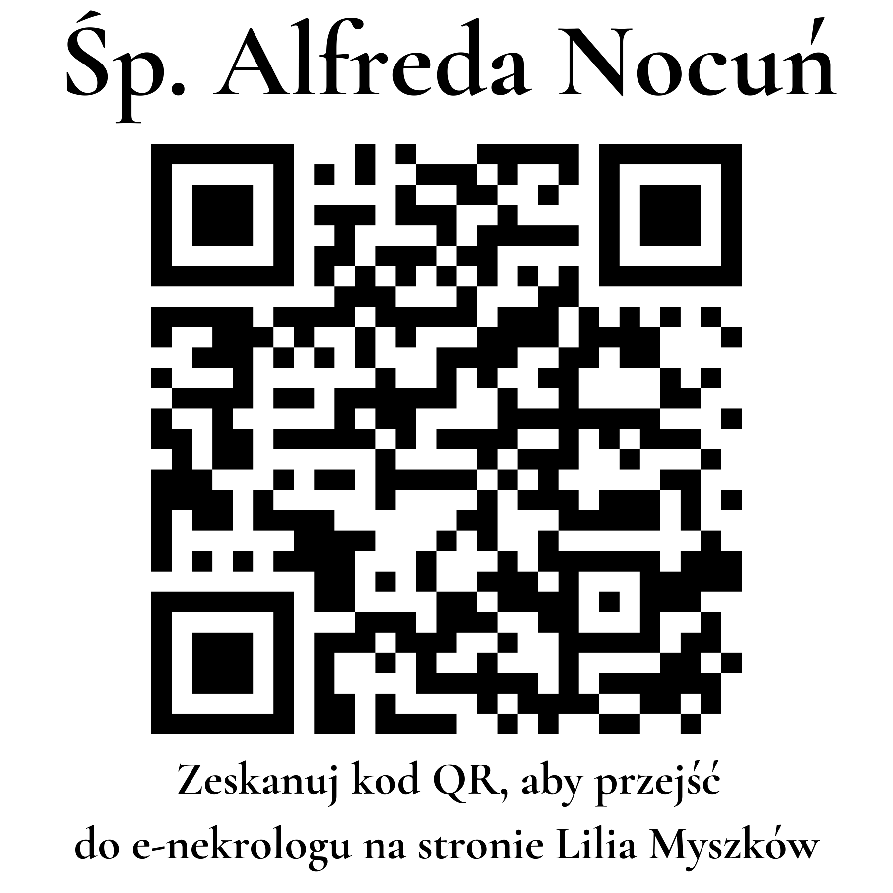 Kod QR do nekrologu Alfreda Nocuń