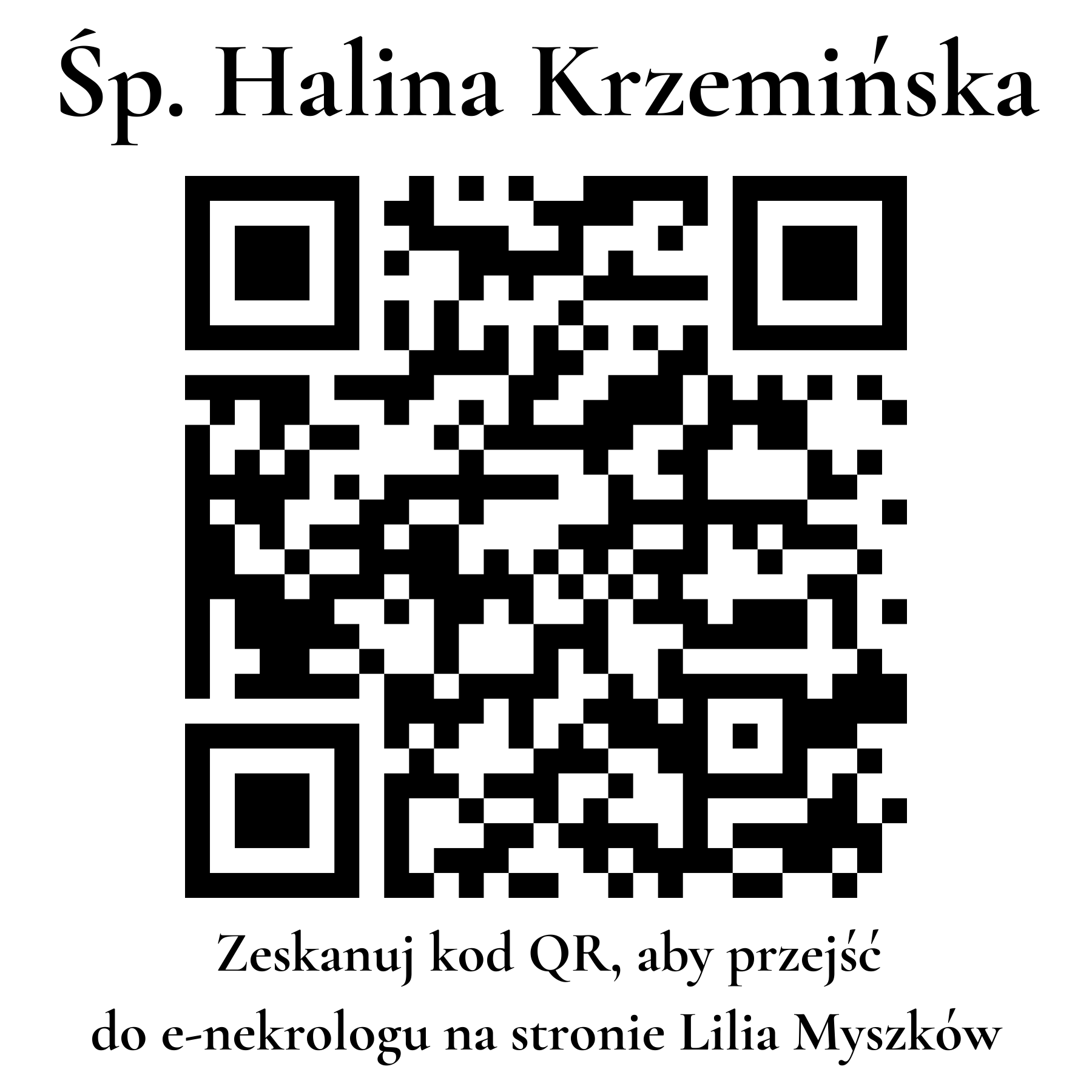 Kod QR do nekrologu Halina Krzemińska