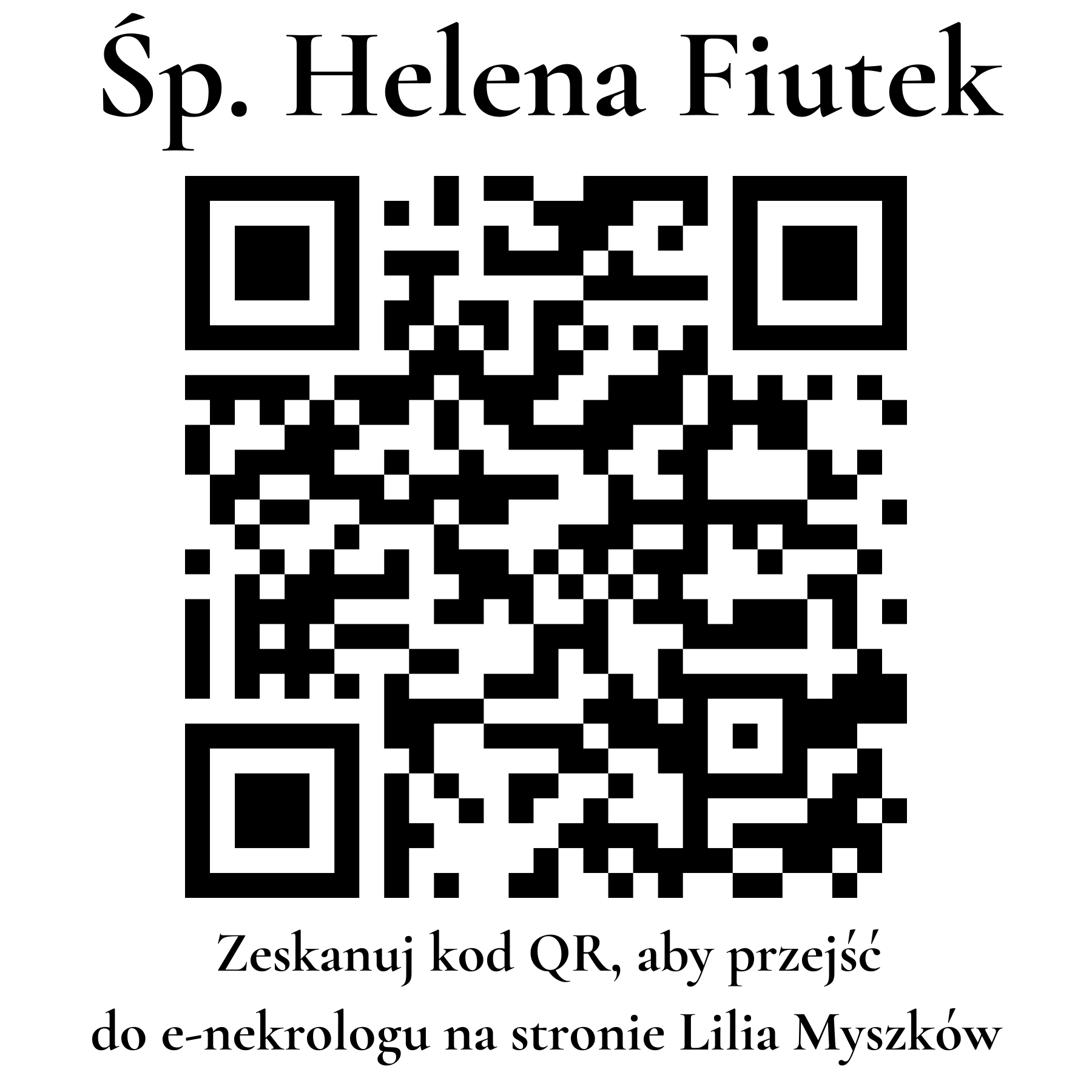 Kod QR do nekrologu Helena Fiutek Kod QR do nekrologu Helena Fiutek