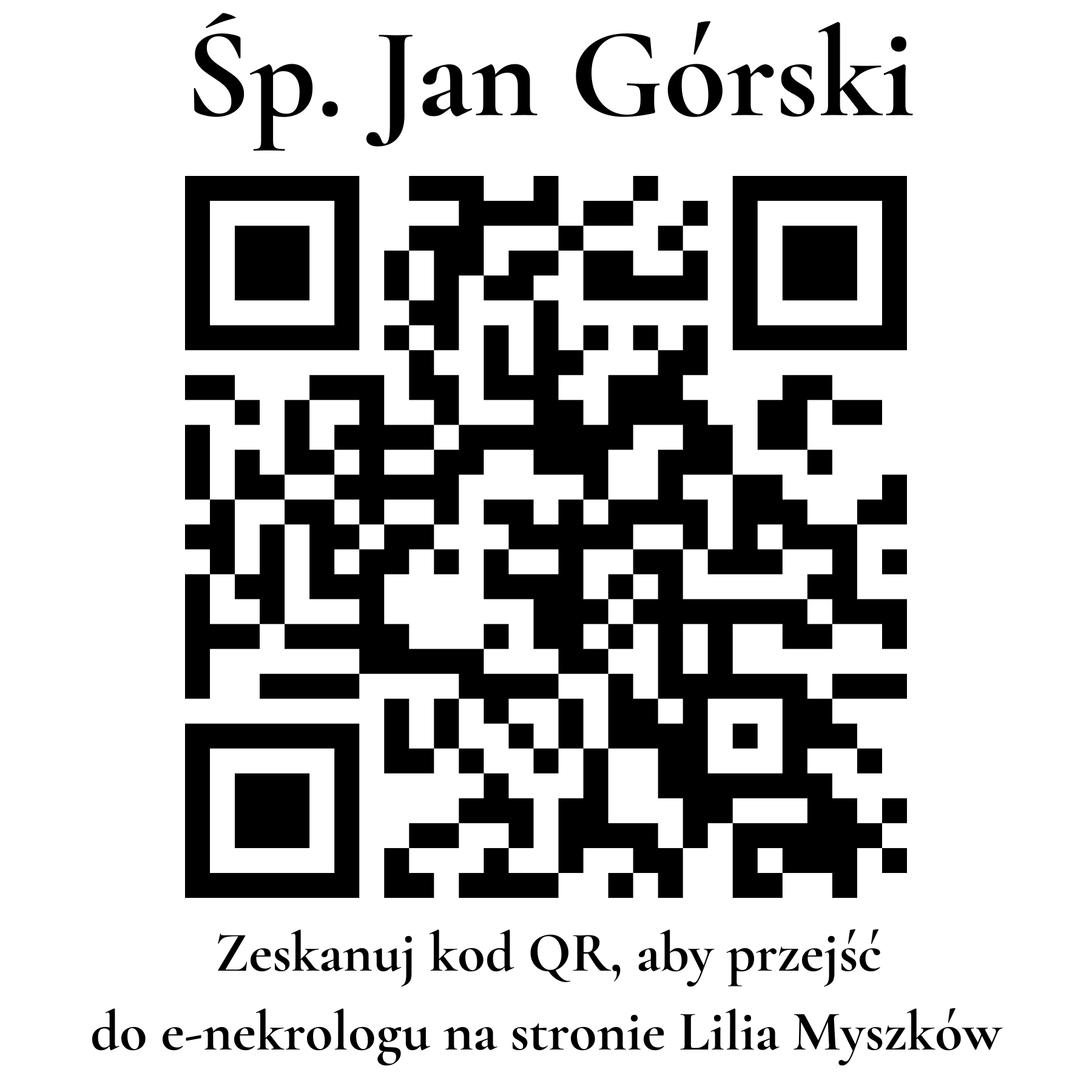 Kod QR do nekrologu Jan Górski Kod QR do nekrologu Jan Górski