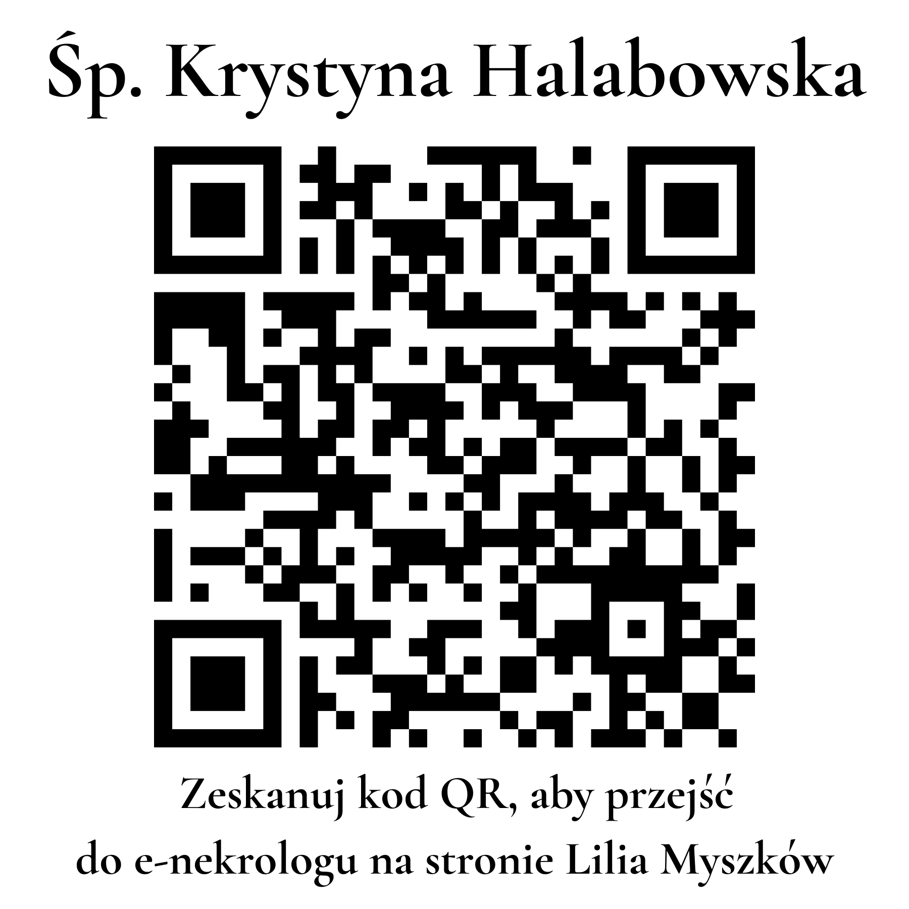 Kod QR do nekrologu Krystyna Halabowska