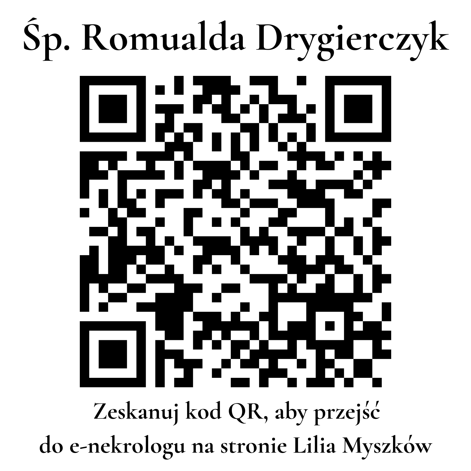 Kod QR do nekrologu Romualda Drygierczyk Kod QR do nekrologu Romualda Drygierczyk