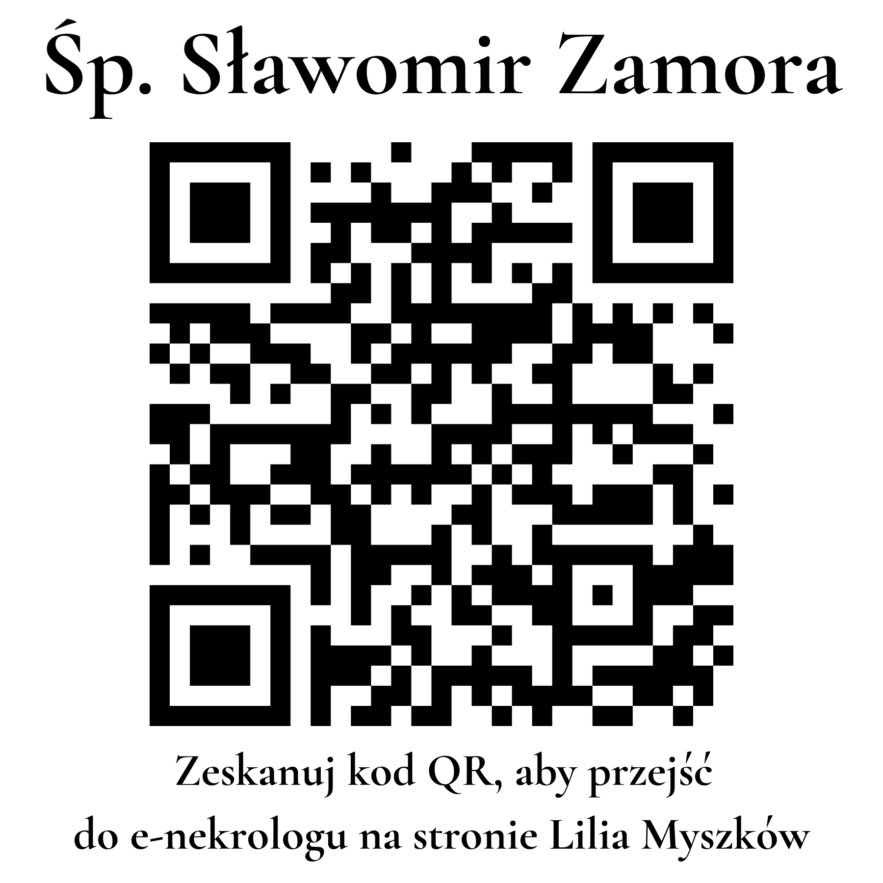 Kod QR do nekrologu Sławomir Zamora Kod QR do nekrologu Sławomir Zamora